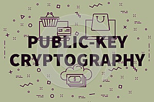 Conceptual business illustration with the words public-key crypt