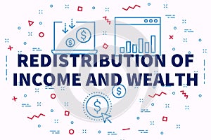 Conceptual business illustration with the words redistribution o
