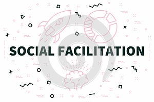 Conceptual business illustration with the words social facilitation