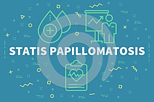 Conceptual business illustration with the words statis papillomatosis