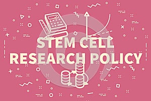 Conceptual business illustration with the words stem cell research policy