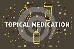 Conceptual business illustration with the words topical medication