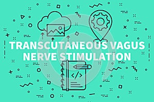 Conceptual business illustration with the words transcutaneous v