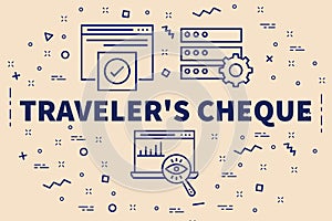 Conceptual business illustration with the words traveler's chequ