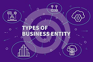 Conceptual business illustration with the words types of business entity