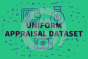 Conceptual business illustration with the words uniform appraisal dataset photo