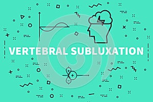 Conceptual business illustration with the words vertebral subluxation