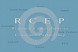 Conceptual business trade illustration with the words RCEP or regional comprehensive economic partnership.
