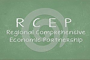 Conceptual business trade illustration with the words RCEP or regional comprehensive economic partnership.