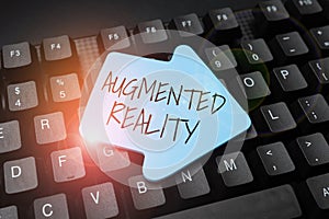 Conceptual caption Augmented Reality. Business concept technology that imposes computer image on the real world