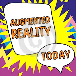 Conceptual caption Augmented Reality. Concept meaning technology that imposes computer image on the real world