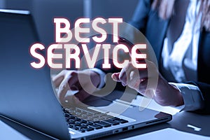 Conceptual caption Best Service. Internet Concept finest reviewed assistance provided by a system to its customer