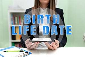 Conceptual caption Birth Life Date. Business approach Make a movement do something different new strategies Sitting