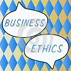 Conceptual caption Business Ethics. Internet Concept appropriate policies which govern how a business operates