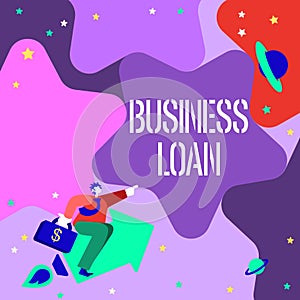 Conceptual caption Business Loan. Concept meaning Credit Mortgage Financial Assistance Cash Advances Debt Gentleman
