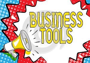 Conceptual caption Business Tools. Business approach Marketing Methodologies Processes and Technologies use Colorful