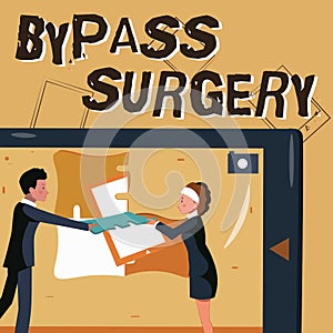 Conceptual caption Bypass Surgery. Business idea type of surgery that improves blood flow to the heart Colleagues