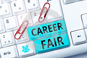 Conceptual caption Career Fair. Business showcase an event at which job seekers can meet possible employers