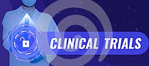 Conceptual caption Clinical Trials. Internet Concept Research investigation to new treatments to people