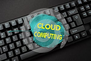 Conceptual caption Cloud Computing. Conceptual photo use a network of remote servers hosted on the Internet Abstract photo