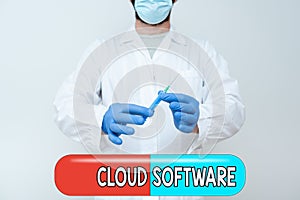 Conceptual caption Cloud Software. Business approach Programs used in Storing Accessing data over the internet