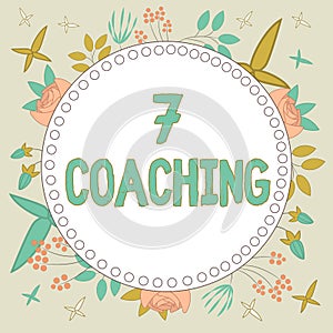 Conceptual caption 7 Coaching. Concept meaning Refers to a number of figures regarding business to be succesful Frame photo