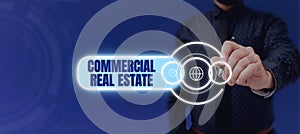 Conceptual caption Commercial Real Estate. Business concept Income Property Building or Land for Business Purpose