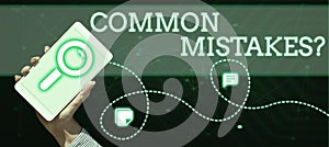 Conceptual caption Common Mistakes. Concept meaning repeat act or judgement misguided or wrong