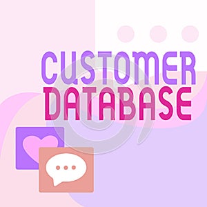 Conceptual caption Customer Database. Concept meaning uptodate on customer information records and data Message S