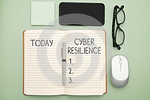 Conceptual caption Cyber Resilience. Word Written on measure of how well an enterprise can manage a cyberattack
