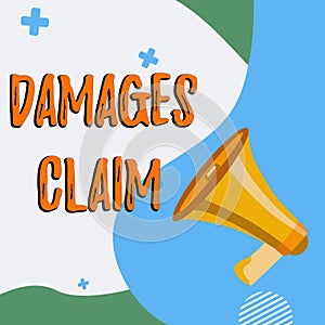 Conceptual caption Damages Claim. Business overview Demand Compensation Litigate Insurance File Suit photo