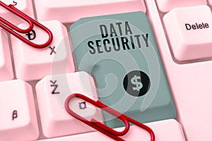 Conceptual caption Data Security. Business concept Confidentiality Disk Encryption Backups Password Shielding