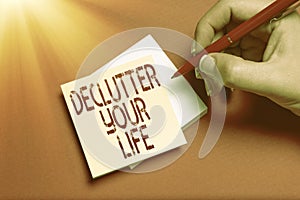Conceptual caption Declutter Your Life. Business overview To eliminate extraneous things or information in life Drawing