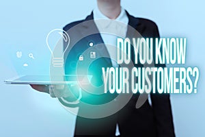 Conceptual caption Do You Know Your Customers question. Business overview asking to identify a customer s is nature