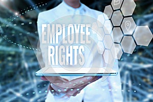 Conceptual caption Employee Rights. Word for All employees have basic rights in their own workplace Lady Uniform