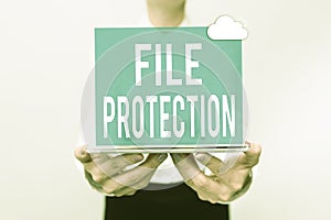 Conceptual caption File Protection. Business approach Preventing accidental erasing of data using storage medium