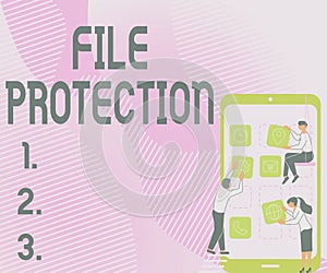 Conceptual caption File Protection. Conceptual photo Preventing accidental erasing of data using storage medium Three