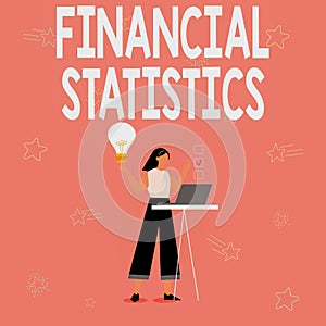 Conceptual caption Financial Statistics. Business approach Comprehensive Set of Stock and Flow Data of a company