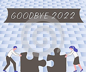 Conceptual caption Goodbye 2022. Business concept New Year Eve Milestone Last Month Celebration Transition photo