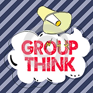 Conceptual caption Group Think. Business idea gather either formally or informally to bring up ideas