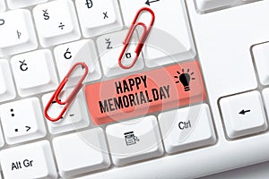 Conceptual display Happy Memorial DayHonoring Remembering those who died in military service. Business idea Honoring photo