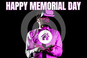 Conceptual caption Happy Memorial DayHonoring Remembering those who died in military service. Business showcase Honoring photo