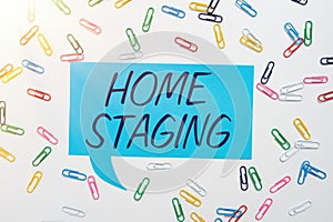 Conceptual caption Home Staging. Business concept Act of preparing a private residence for sale in the market