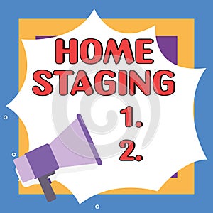 Conceptual caption Home Staging. Internet Concept preparation of a private residence for sale in the real estate