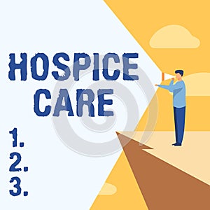 Conceptual caption Hospice Care. Conceptual photo focuses on the palliation of a chronically ill patients Businessman photo