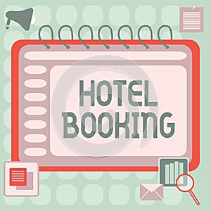 Conceptual caption Hotel Booking. Business idea Online Reservations Presidential Suite De Luxe Hospitality Blank Open photo