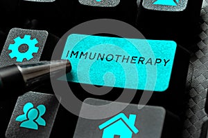 Conceptual caption Immunotherapy. Business approach treatment or prevention of disease that involves enhancement of