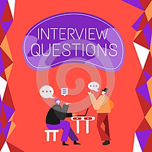 Conceptual caption Interview Questions. Concept meaning Typical topic being ask or inquire during an interview