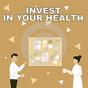 Conceptual caption Invest In Your Health. Business overview Live a Healthy Lifestyle Quality Food for Wellness