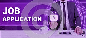 Conceptual caption Job ApplicationThe standard business document serves a number of purposes. Business concept The photo